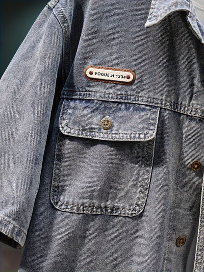 Herren Oversize Jeanshemd Kurzarm mit Vintage Look und Brusttaschen – Stilvolles Freizeit Hemd für Alltag & Streetwear