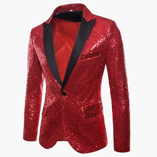 Herren Luxus Pailletten Sakko Blazer für Party und Bühne – Elegantes Glitzer-Design