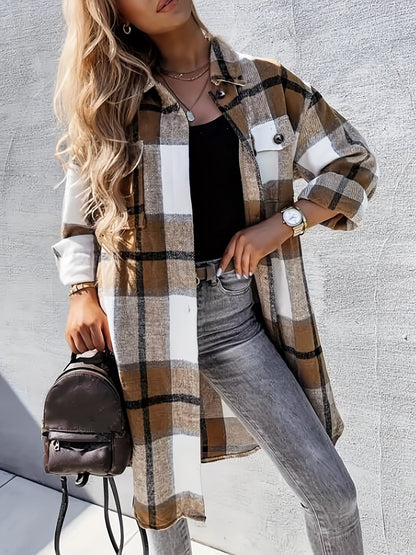 Damen Freizeit Karo Hemdjacke im Oversized Look – Perfekt für den Alltag