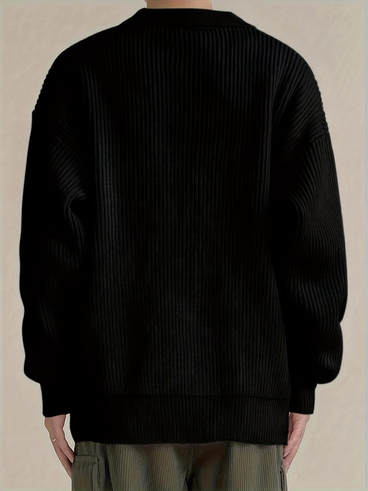 Gerippter Herren Cardigan mit Kragen und Knopfleiste, lässige Strickjacke für Männer