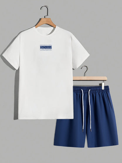 Herren Streetwear Set mit Grafik-T-Shirt und Shorts – Moderner Look, Energetische Typografie, Perfekt für Alltag & Freizeit