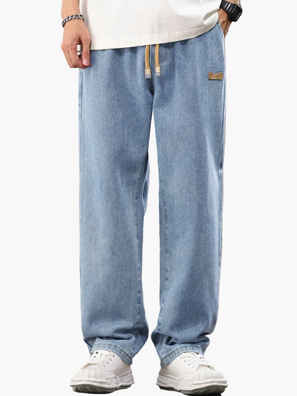 Herren Relaxed Fit Jeans Jogginghose – Modischer Freizeit-Look mit Kordelzug