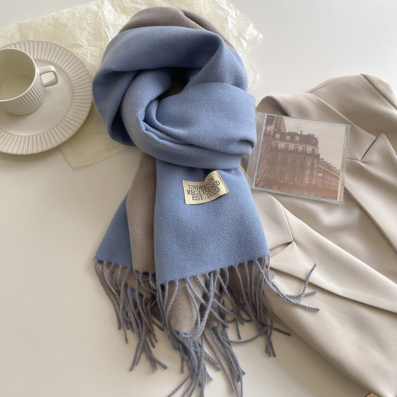 Unisex Winterschal mit Fransen in Sand