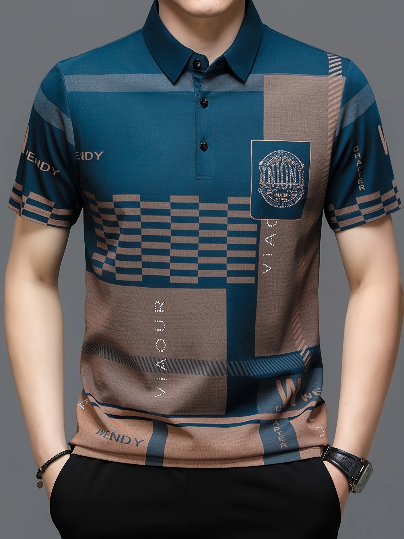 Herren Polohemd Modern Grafikmuster Kurzarm – Stilvolles Freizeitshirt mit Kragen