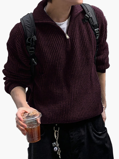 Herren Strickpullover mit Reißverschluss – Lässiger Freizeitstil für Frühling & Herbst