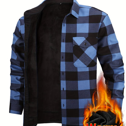 Herren Thermohemd-Jacke 2-in-1 mit Windschutz und Warmfutter – Kariertes Outdoor-Freizeithemd