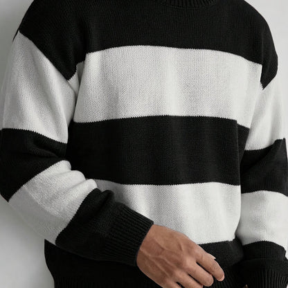 Gestreifter Oversize Pullover Strickpullover Rundhals