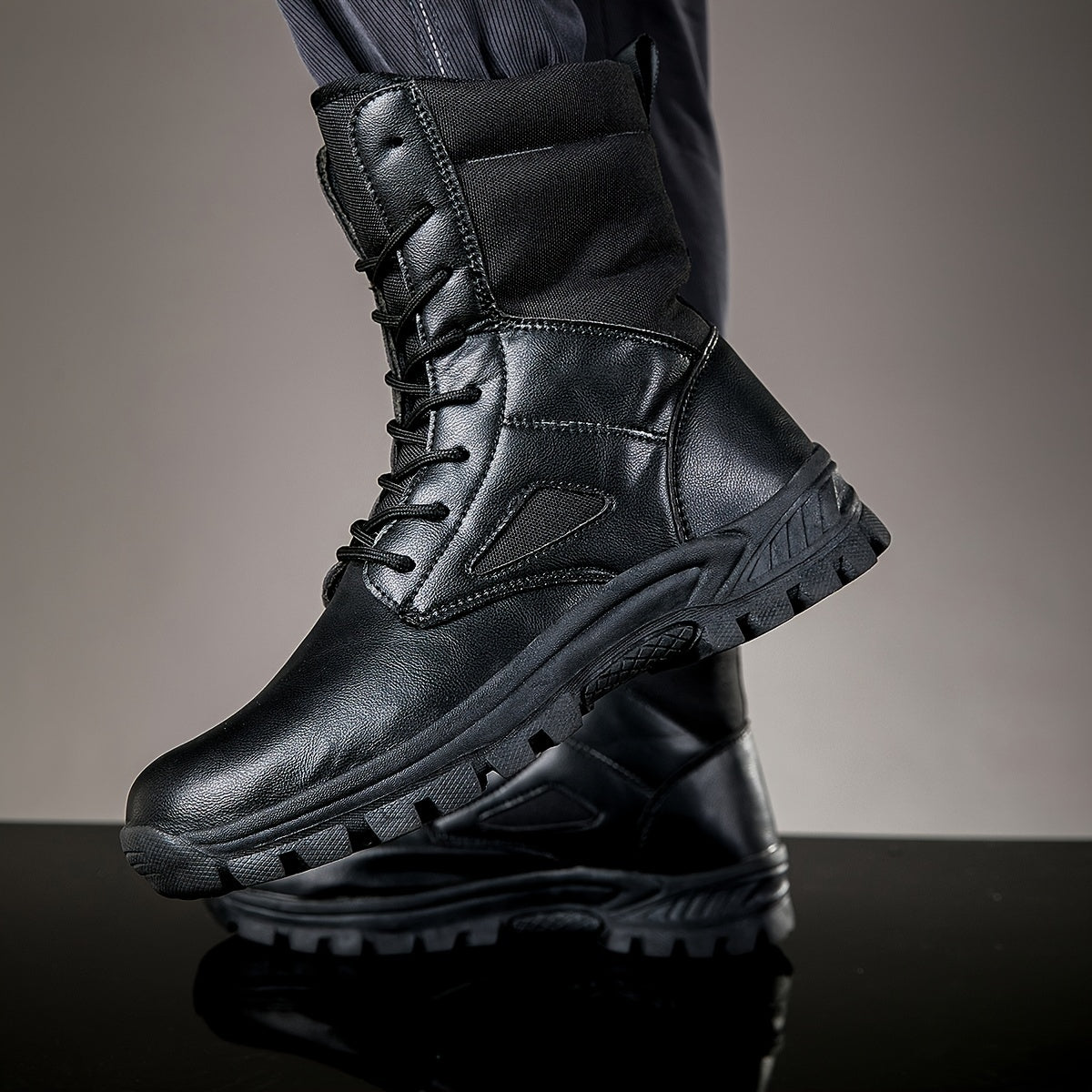 Unisex Schnürstiefel Hoher Schaft Stiefel mit robuster Sohle