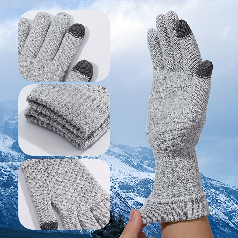Unisex Winterhandschuhe mit Touchscreen-Funktion, Gestrickte Warme Handschuhe, Mehrfarbig
