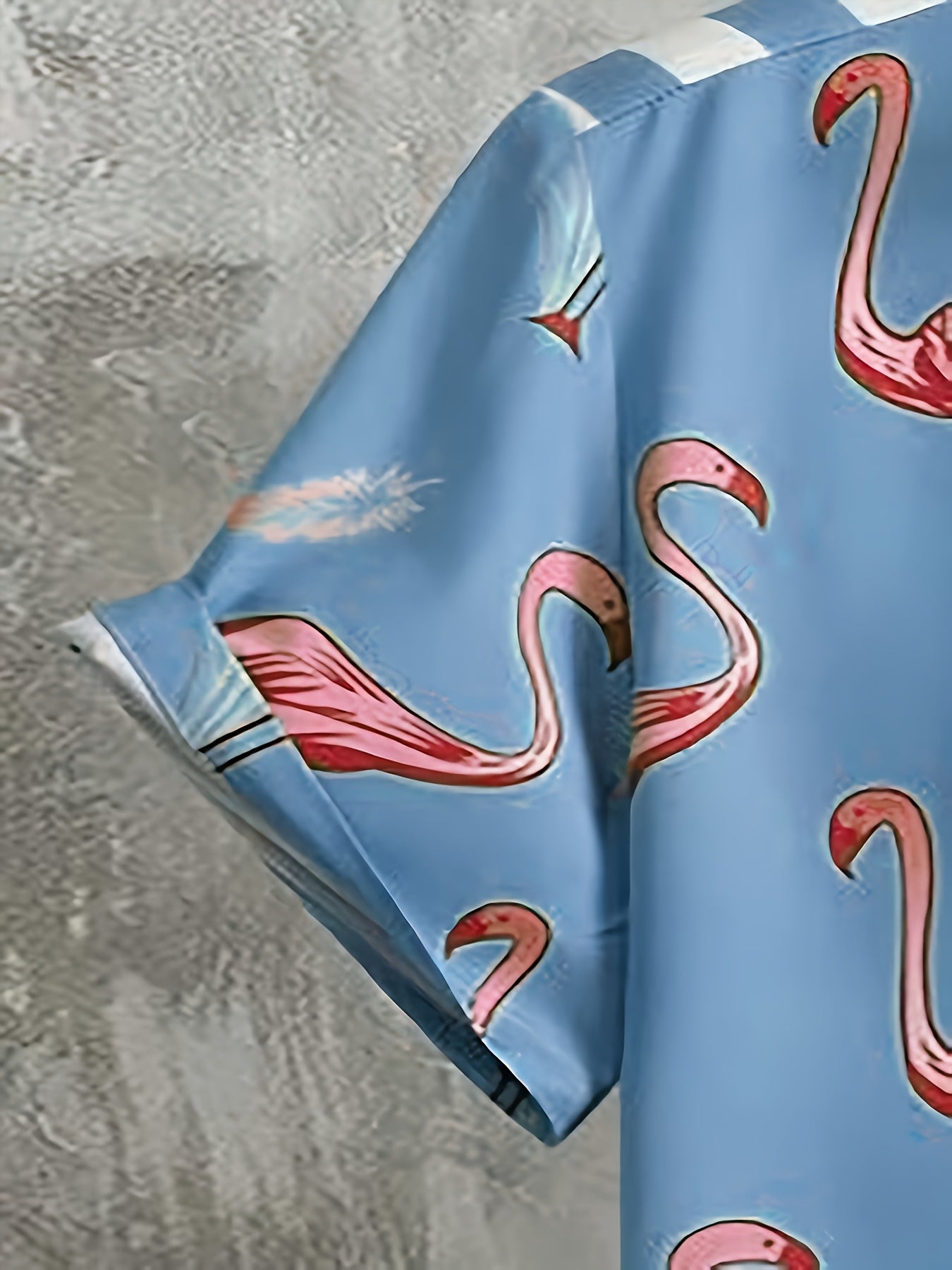 Herren Sommer Freizeitset mit Flamingo- und Streifenmuster – Modisches Kurzarm-Hemd & Shorts – Perfekt für Urlaub und Alltag