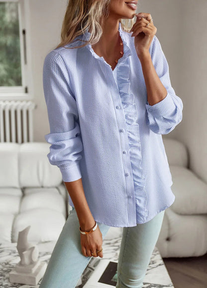 Damen Chiffon Bluse mit Rüschenkragen – Eleganter Alltagsstil für Büro & Freizeit