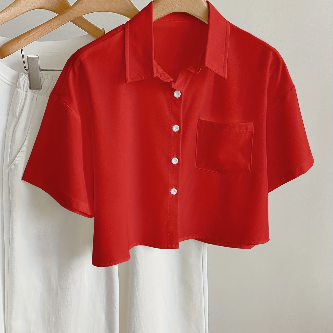 Damen Kurzarm Bluse im modernen Cropped-Look – Lässig & vielseitig kombinierbar