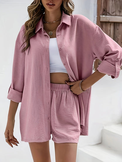 Damen Freizeit Set mit Hemd und Shorts – Lässiger Sommer-Look für Alltag und Urlaub