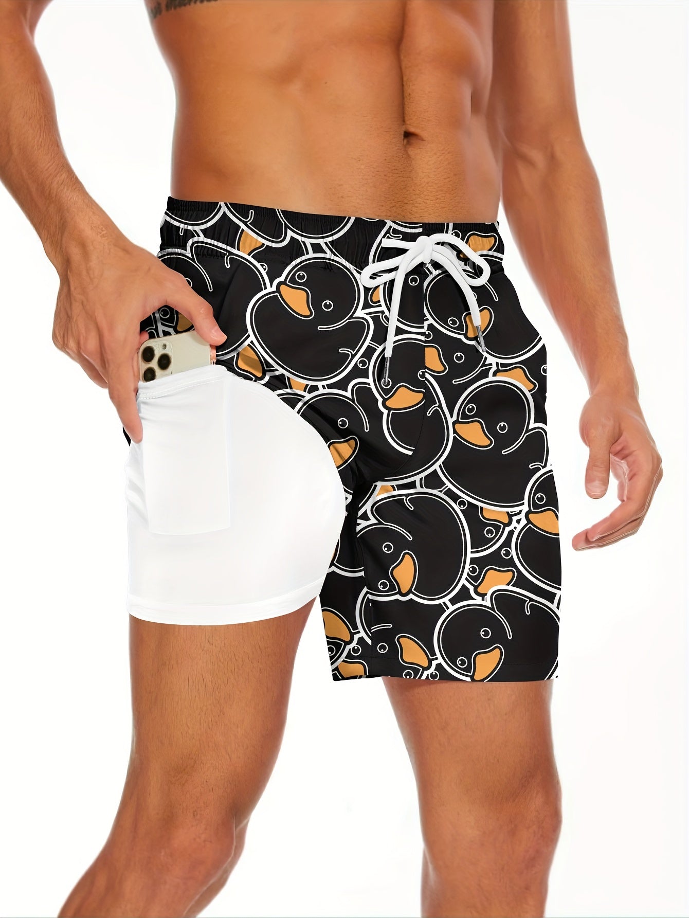 Herren Badeshorts mit Gummienten-Print – Lustige Badehose für Freizeit & Strand