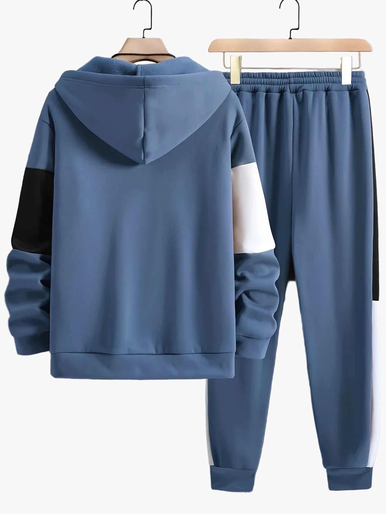 Herren Trainingsanzug Set mit Kapuzenjacke – Patchwork, Casual, Sport & Freizeit