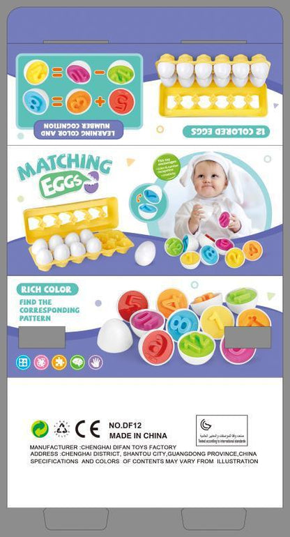 Kinder Lernspielzeug Eier-Set – Pädagogisches Steckspiel zur Formen- und Zahlenzuordnung, ab 3 Jahren