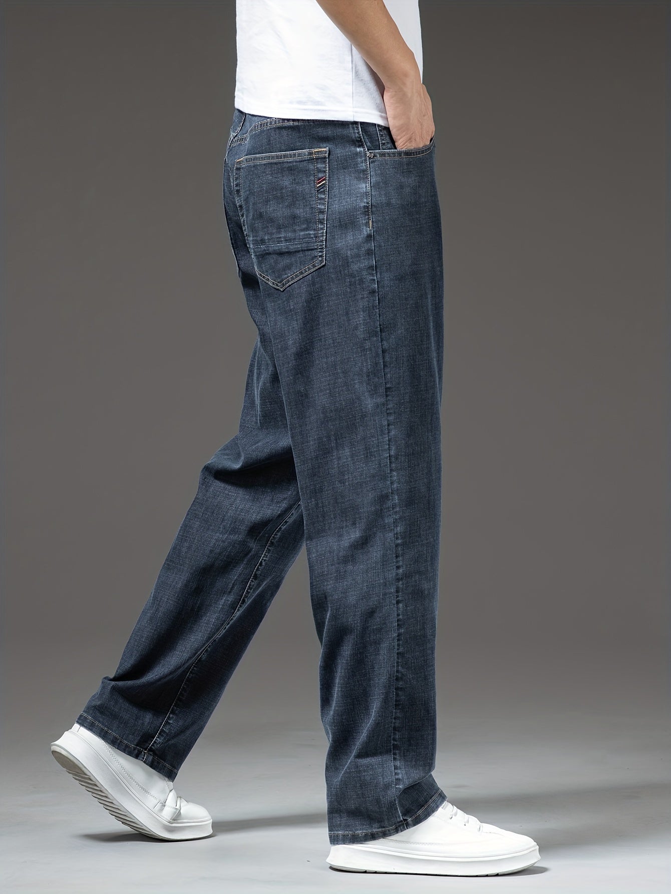 Herren Jeans Regular Fit Weit Bequem Freizeit Basic Denimhose