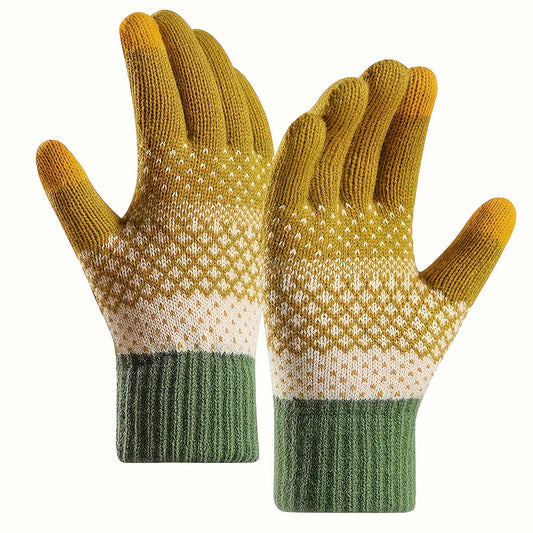 Gestrickte Winterhandschuhe mit Muster Strickhandschuhe für Erwachsene