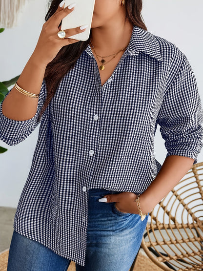 Damen Freizeit Hemdbluse im Vichy-Karo-Design – Stilvoll für Alltag und Büro