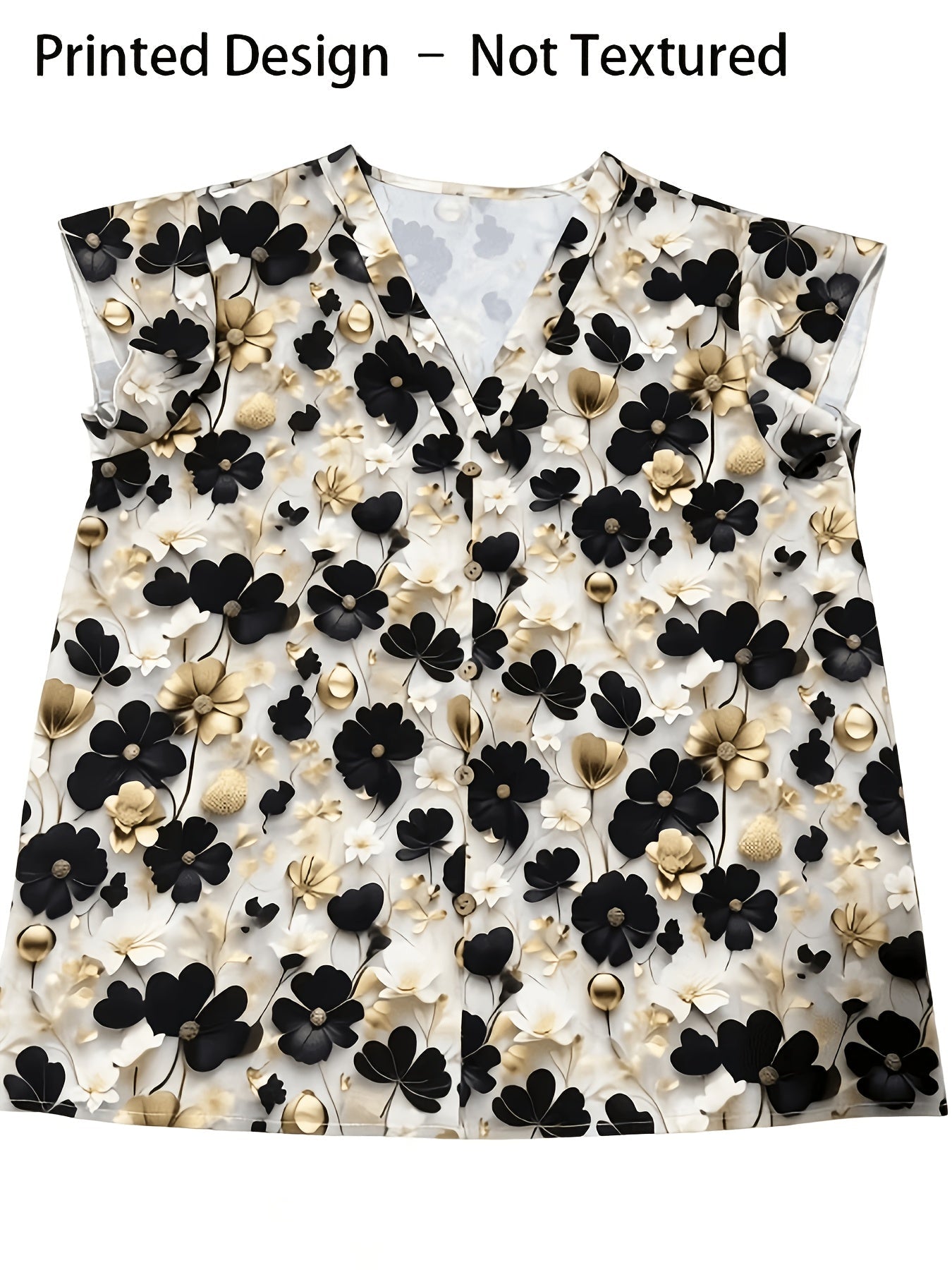 Damen Bluse mit Blumenmuster und V-Ausschnitt – Modische Kurzarm-Bluse für Alltag und Freizeit