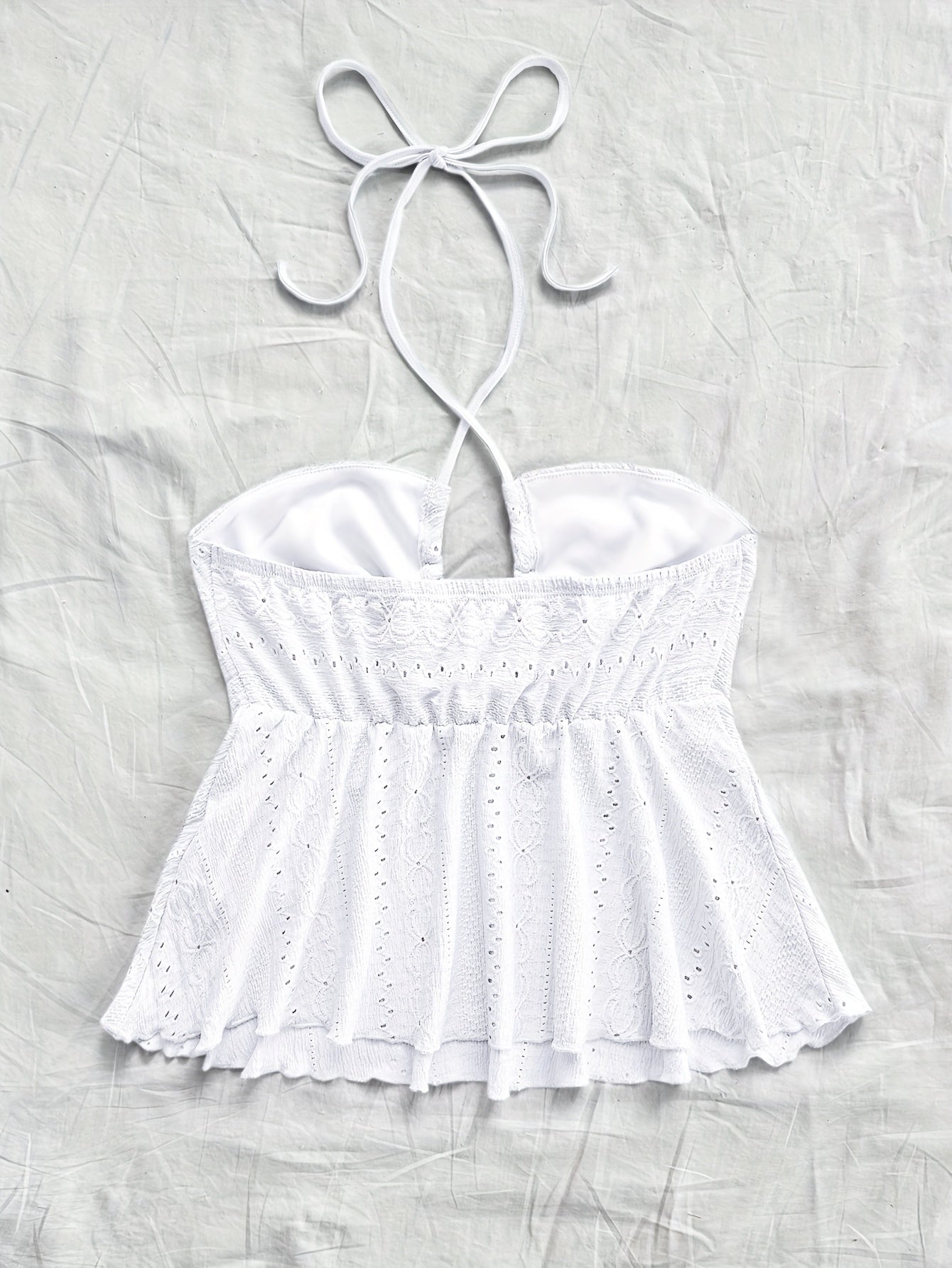Damen Halter Babydoll Top mit Stickerei und Vintage-Charme – Verspieltes Sommertop