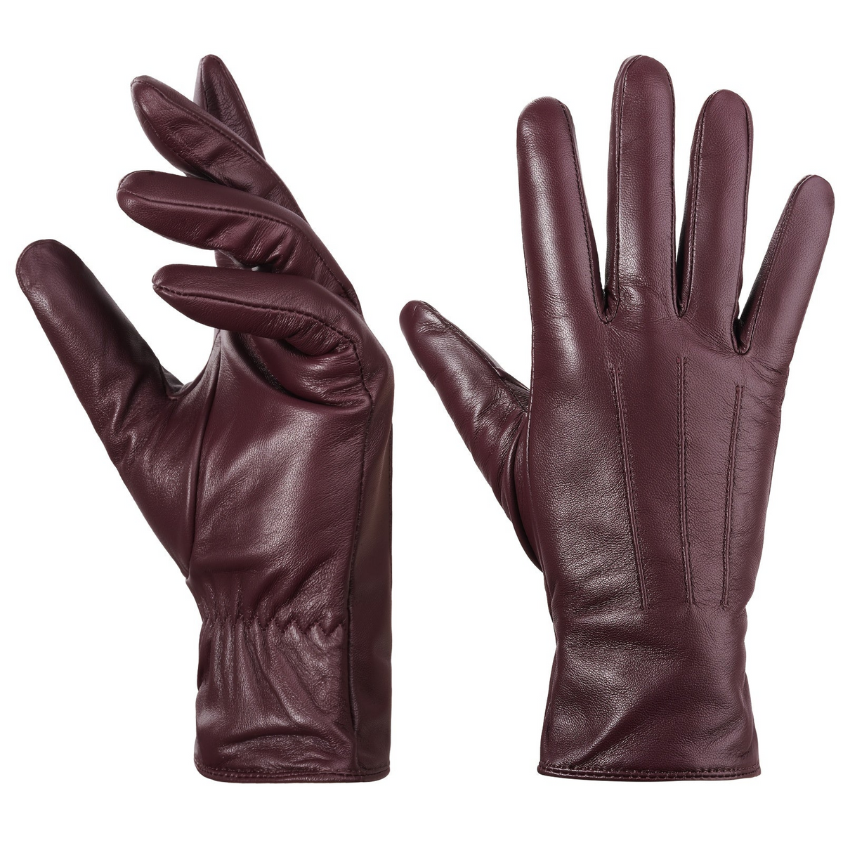 Damen Handschuhe aus weichem Material - Pflaume