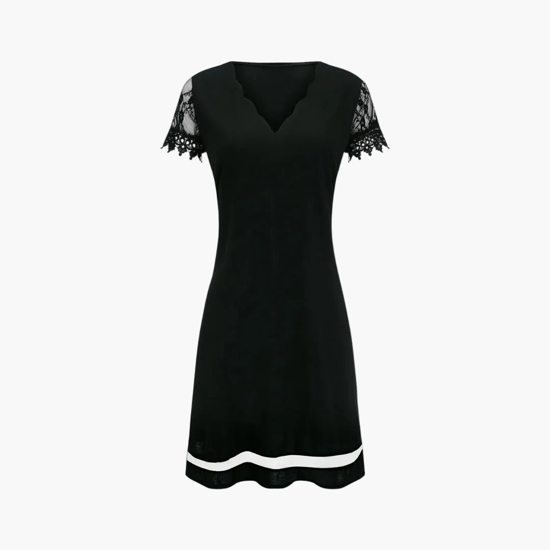 Damen Spitzenkleid mit Muschelsaum – Elegantes Abendkleid mit Spitze und modernem Design