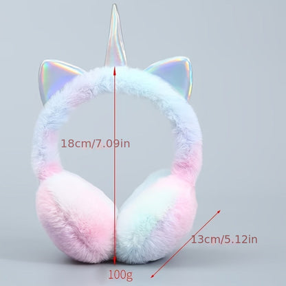 Bunte Einhorn Ohrenschützer für Kinder & Erwachsene, Weich & Flauschig