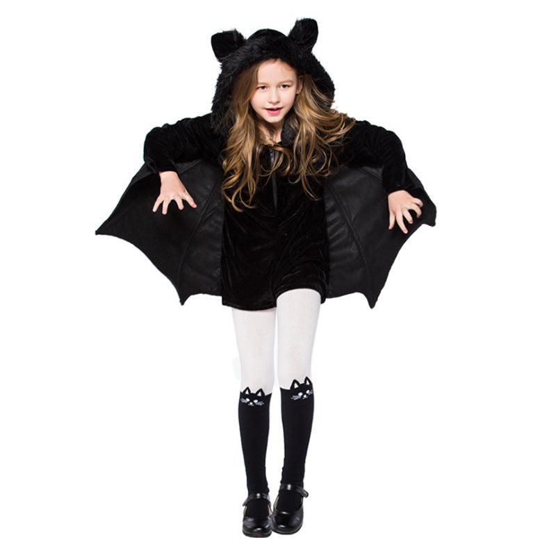 Mädchen-Kostüm „Fledermaus“ mit Kapuze – Verkleidung für Halloween, Karneval & Kinderfeste