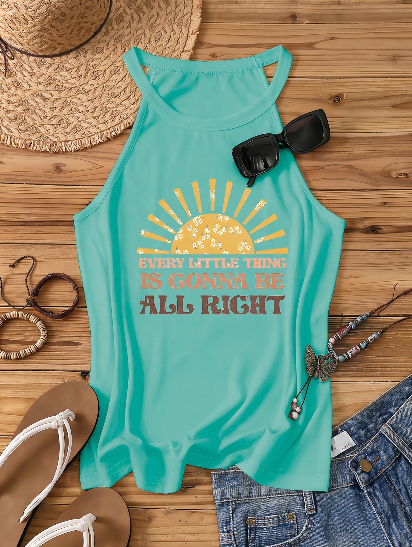 Damen Tanktop im Boho-Stil mit Spruch für Sommer & Freizeit