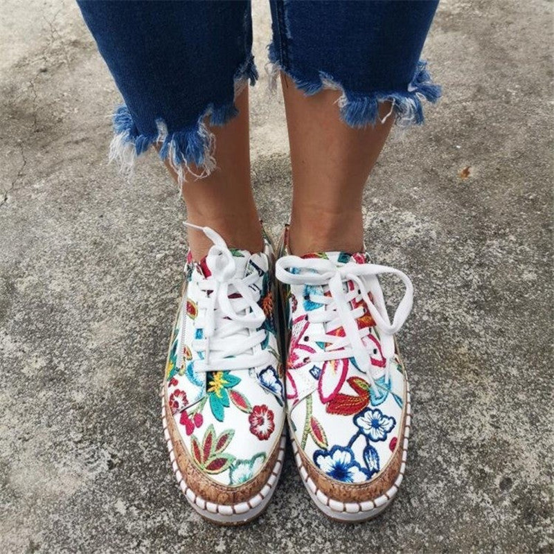 Damen Sneaker mit Blumenmuster – Modische Freizeitschuhe mit orthopädischem Komfort