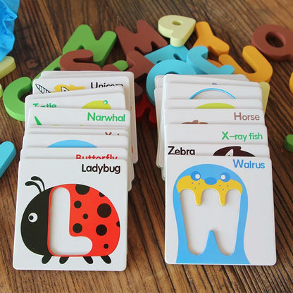Lernspielzeug Alphabet Puzzle aus Holz für Kinder – Pädagogisches Buchstabenspiel ab 3 Jahren