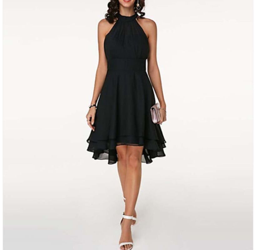 Elegantes Damen-Cocktailkleid mit Neckholder und Stufenrock