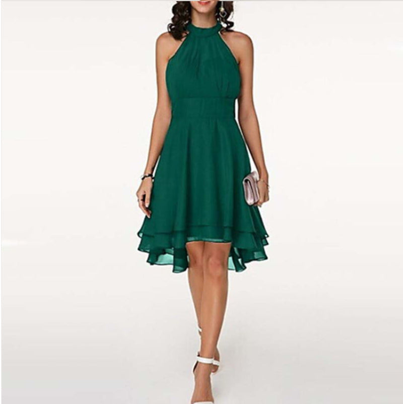 Elegantes Damen-Cocktailkleid mit Neckholder und Stufenrock