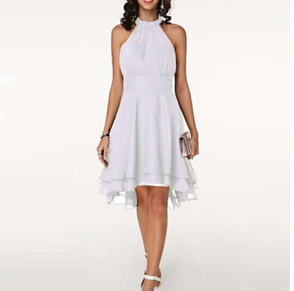 Elegantes Damen-Cocktailkleid mit Neckholder und Stufenrock