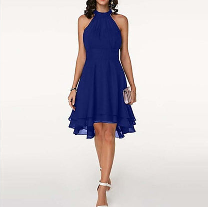 Elegantes Damen-Cocktailkleid mit Neckholder und Stufenrock