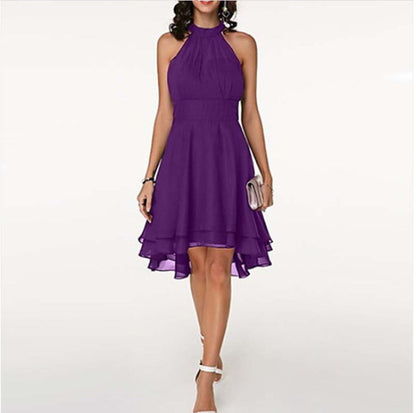 Elegantes Damen-Cocktailkleid mit Neckholder und Stufenrock