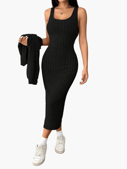 Damen Strickkleid Set Elegant Zweiteiler mit Knopfleiste – Modisch & Vielseitig für Alltag und Freizeit