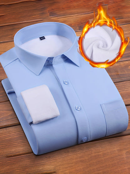 Herren Winterhemd Langarm mit Brusttasche und Fleecefutter