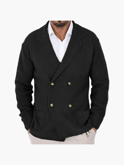 Herren Strickjacke Casual Doppelreihig Business Freizeit Sakko-Stil