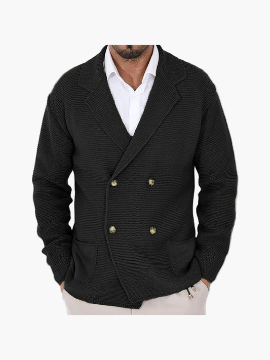 Herren Strickjacke Casual Doppelreihig Business Freizeit Sakko-Stil