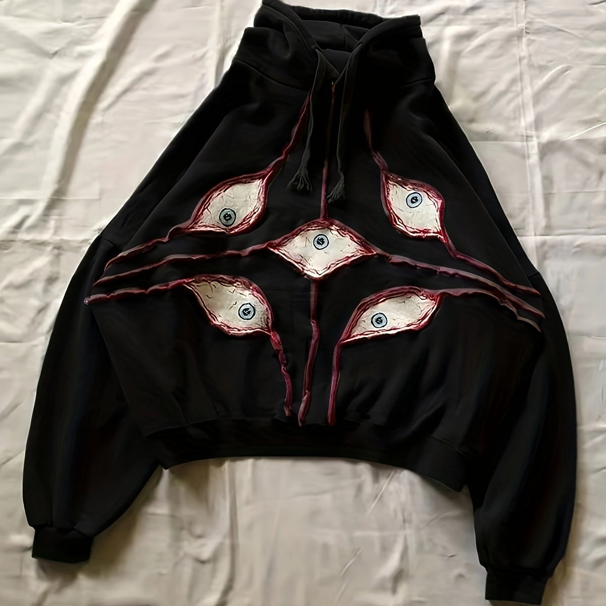 Unisex Hoodie mit Augen-Design, Oversize-Schnitt, verschiedene Farben
