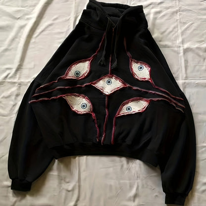 Unisex Hoodie mit Augen-Design, Oversize-Schnitt, verschiedene Farben