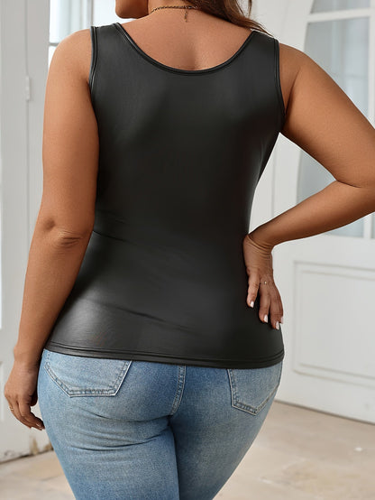 Damen Top in Leder-Optik – Figurbetontes Tanktop für Freizeit und Ausgehen