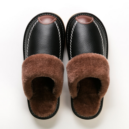 Unisex Winter Hausschuhe gefüttert mit Kunstpelz, rutschfeste Sohle