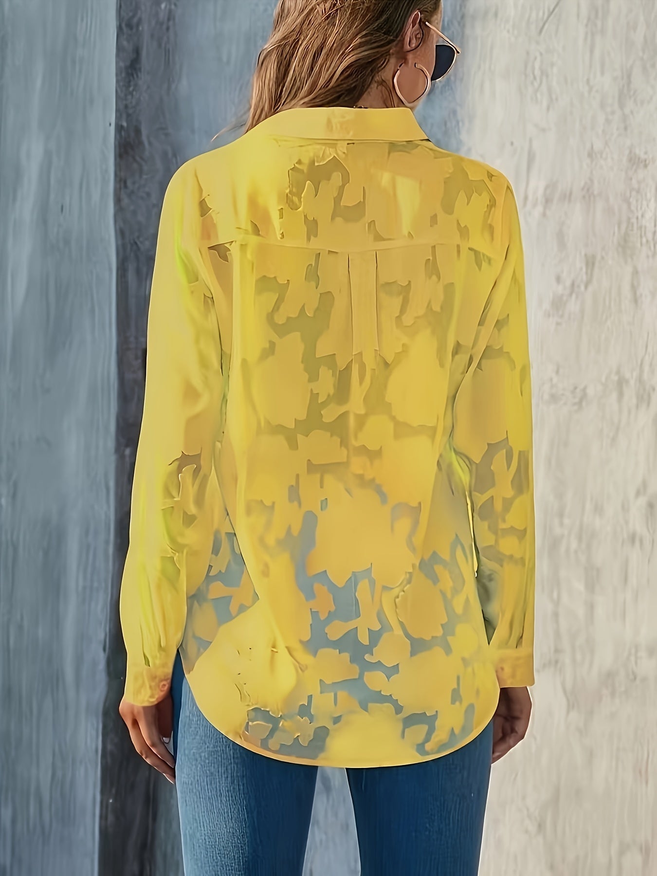 Damen Bluse mit floraler Struktur und modernem Schnitt – Stilvolle Freizeit Oberbekleidung
