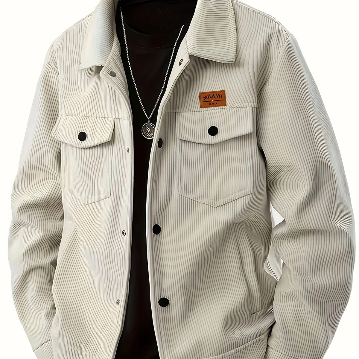 Herren Rippstrick Jacke mit Kentkragen und Brusttaschen