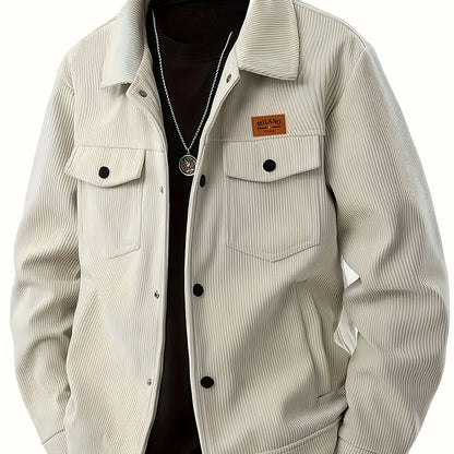 Herren Rippstrick Jacke mit Kentkragen und Brusttaschen