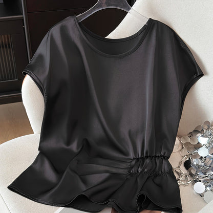 Damen-Bluse mit Raffdetails und modernem Schnitt – Elegante Kurzarm-Oberbekleidung für Büro und Freizeit
