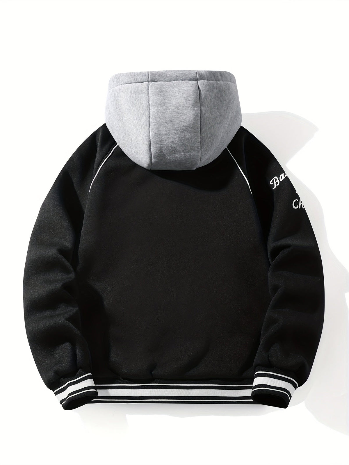Unisex Baseballjacke mit Kapuze und Druckknöpfen, Winterjacke für Outdoor